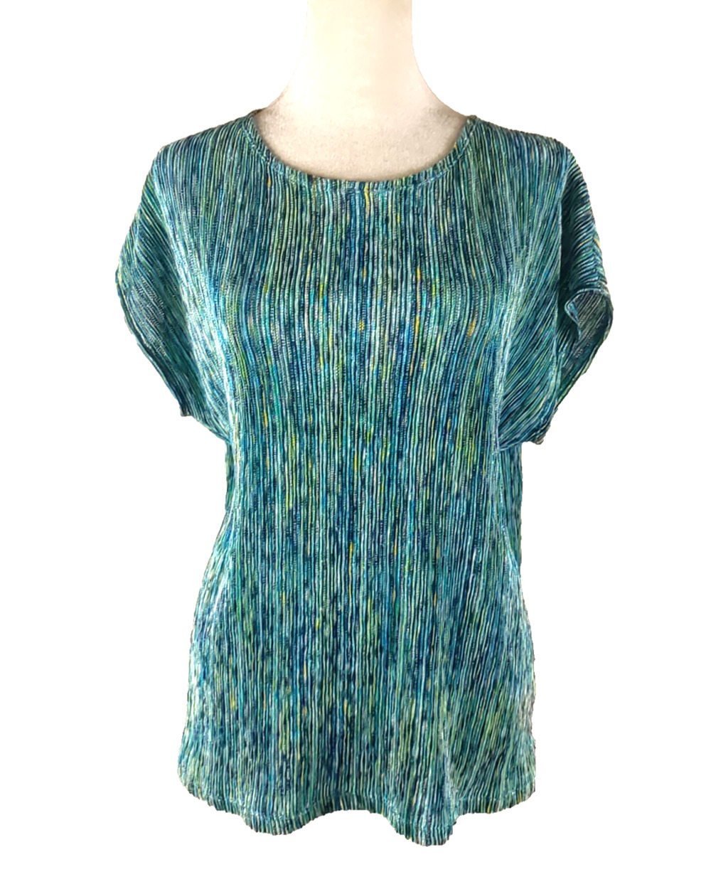 Tan Jay Women's Cap Sleeve Shirt Stretch Blue White Stripe Size Medium Beach...